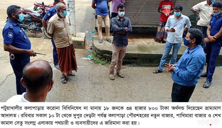 Barishal Photo Total lockdown going on in different areas of Patuakhali district monitored by 56 mobile courts and law enforcers 3 পটুয়াখালীতে লকডাউন লঙ্ঘন: ৪৩৪ মামলায় পৌনে ৩ লাখ টাকা জরিমানা