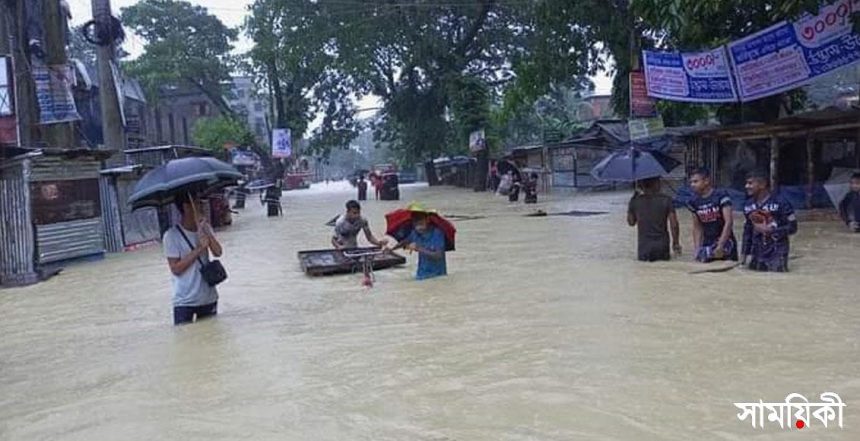 bonna pani ভারি বৃষ্টিতে ফের বন্যা আতঙ্কে সিলেট-সুনামগঞ্জ