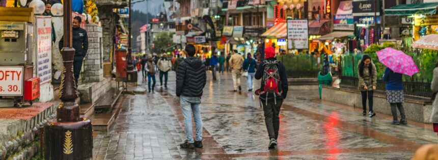 several people waling in street